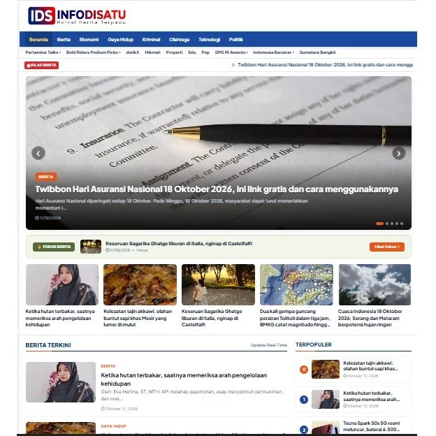Website Portal Berita Siap Pakai Media Siber Online Nasional Fast Loading